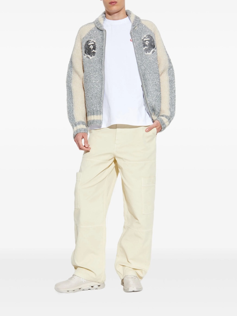 Pantaloni evazati Off-White neutri din bumbac - Img 2