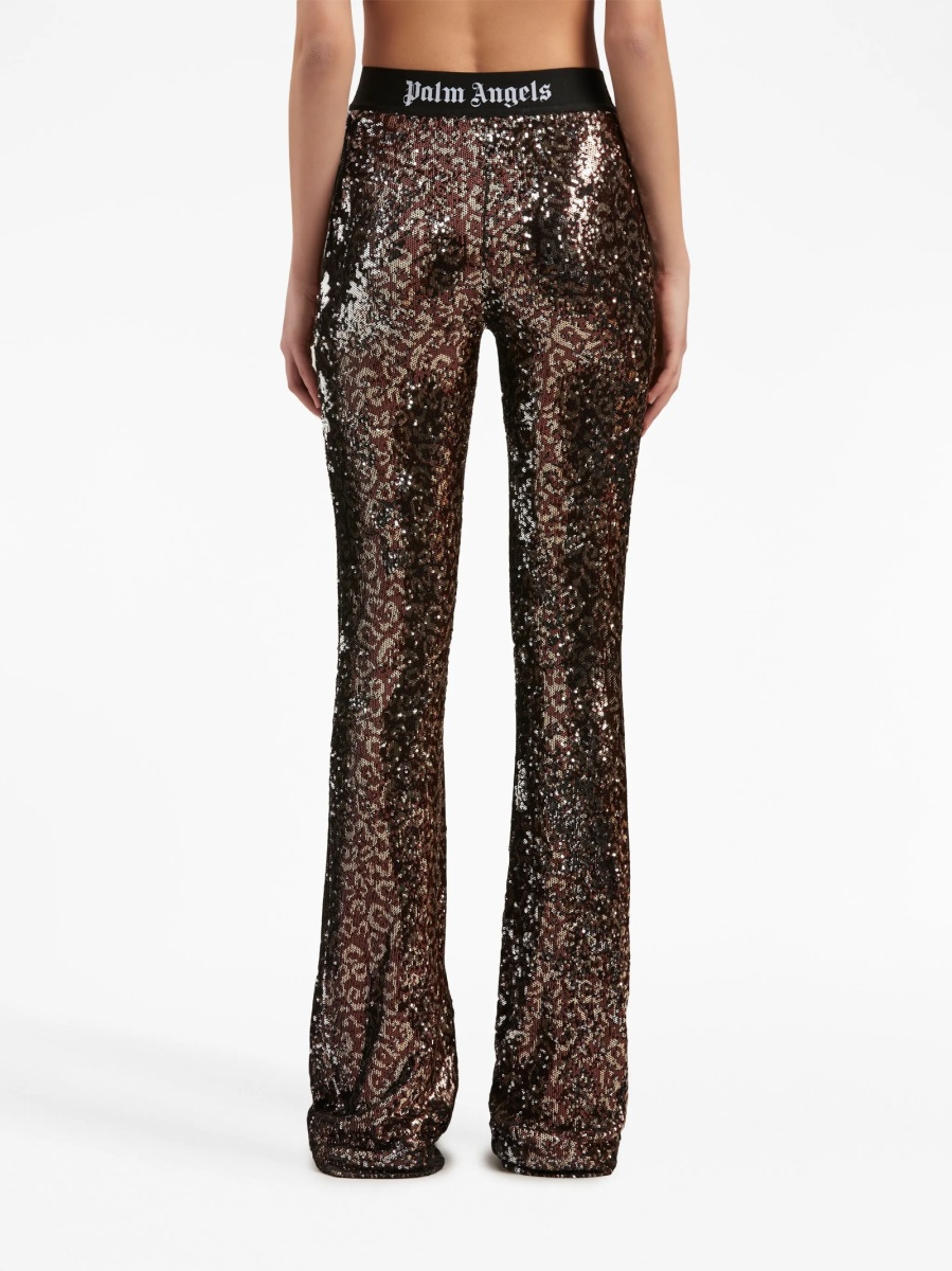 Pantaloni evazati Palm Angels maro din polyester - Img 5