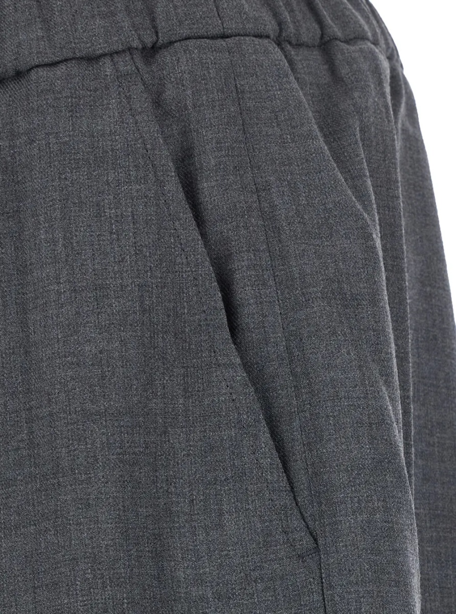 Pantaloni Gray pants with elasticized drawstring waist in wool for men - Img 3