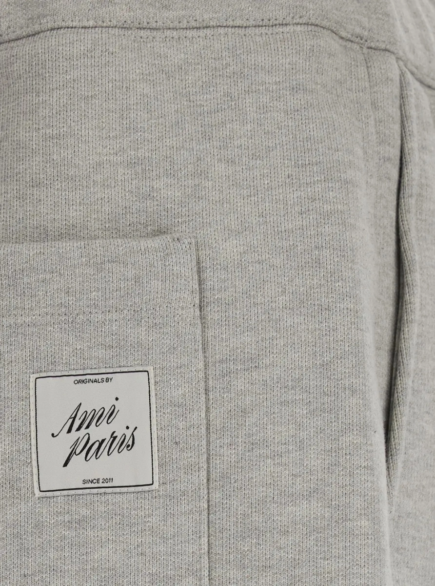 Pantaloni Grey pants with drawstring waist and logo patch on the back in cotton for women - Img 3