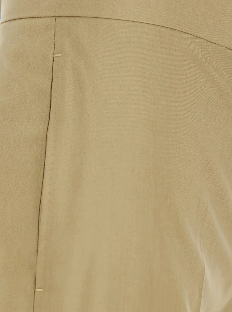 Pantaloni Max Mara bej din lana si matase - Img 3