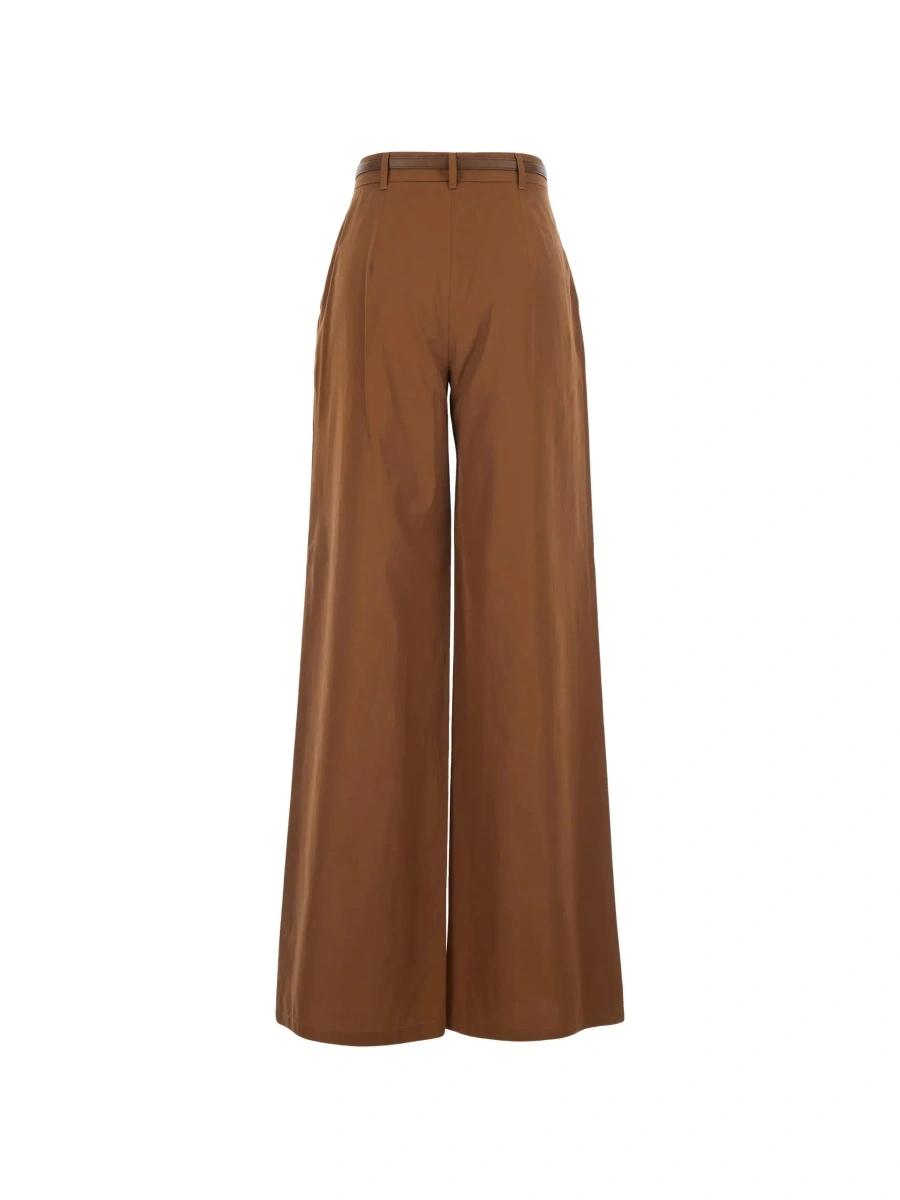 Pantaloni MaxMara Studio maro din bumbac - Img 4