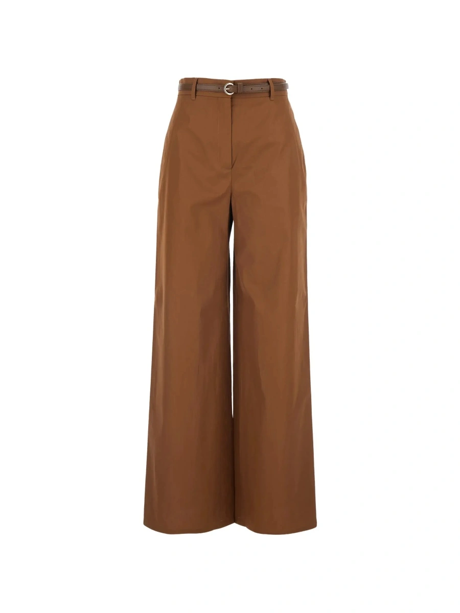 Pantaloni MaxMara Studio maro din bumbac - Img 6