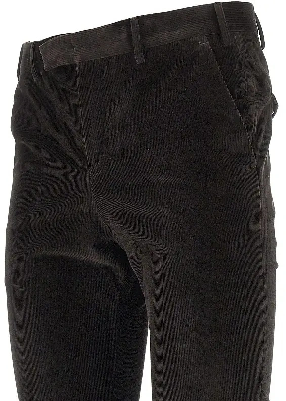 Pantaloni PT TORINO maro din catifea reiata - Img 2
