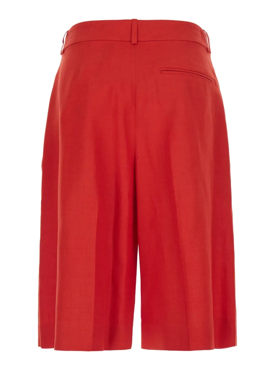 Pantaloni Red tailored shorts with single pleat in Viscose and Linen for women - Img 2