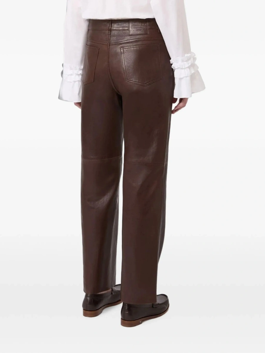 Pantaloni 'S MAXMARA maro din piele - Img 6