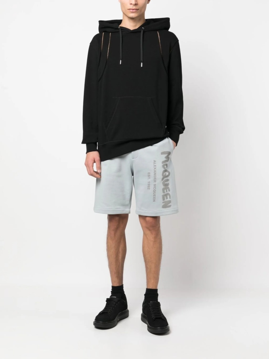 Pantaloni scurti Alexander McQueen albastri din bumbac - Img 2