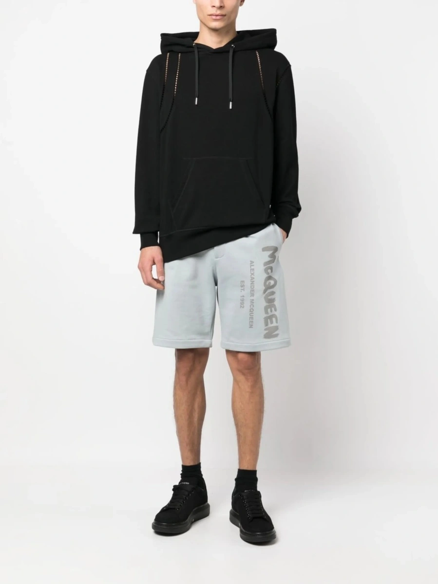 Pantaloni scurti Alexander McQueen albastri din bumbac - Img 2