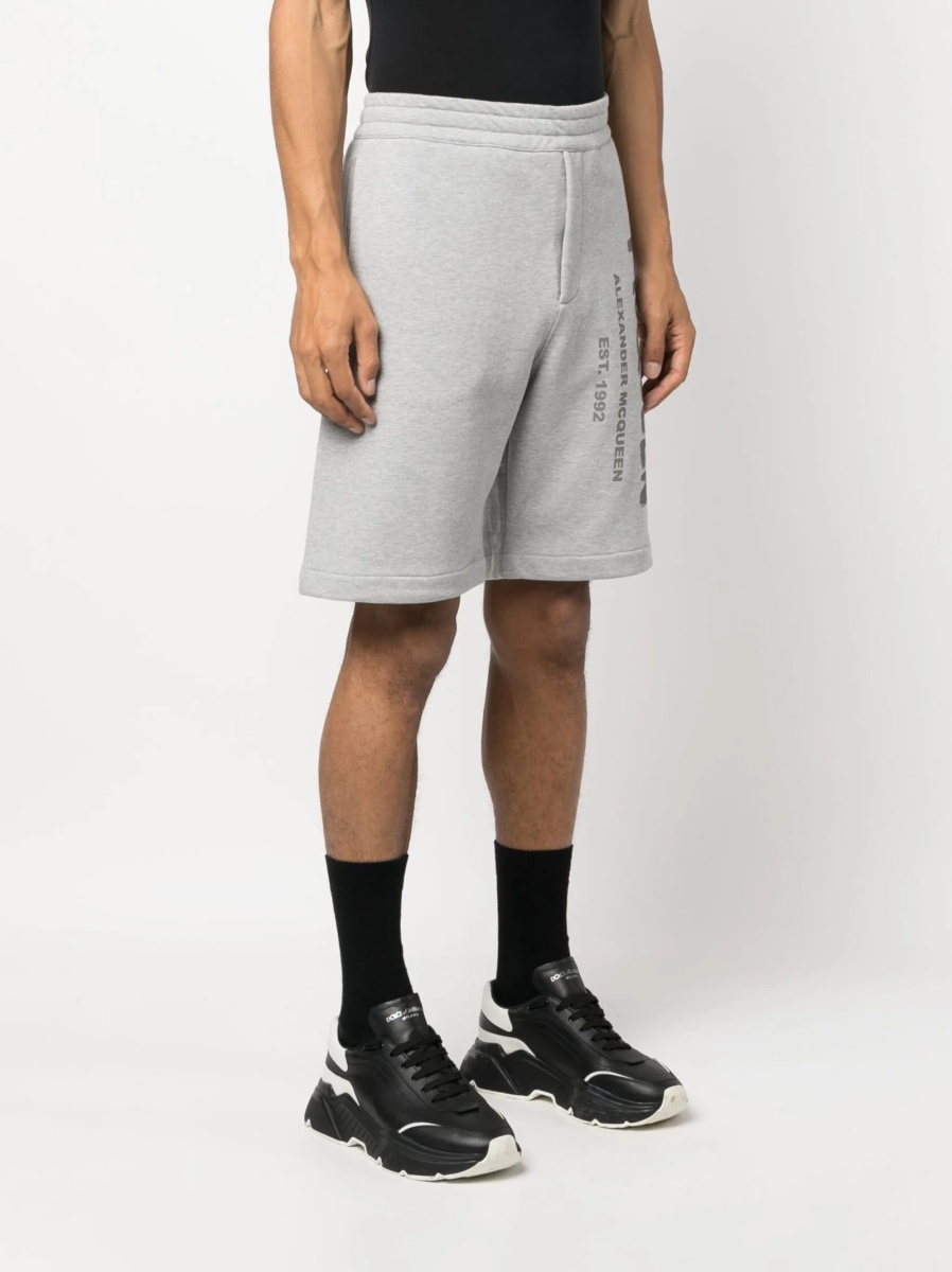 Pantaloni scurti Alexander McQueen gri din bumbac - Img 3