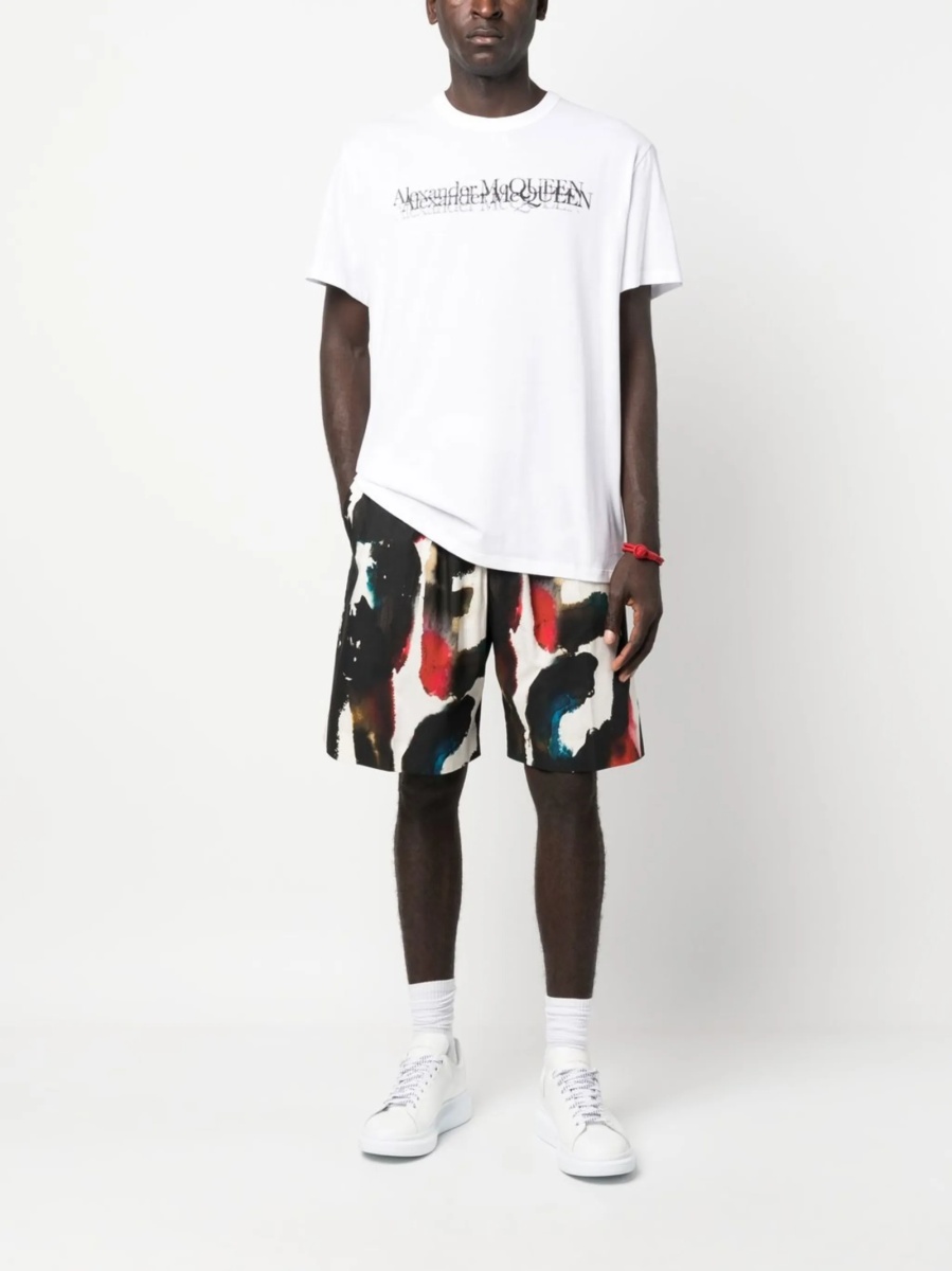 Pantaloni scurti Alexander McQueen negri din bumbac - Img 2