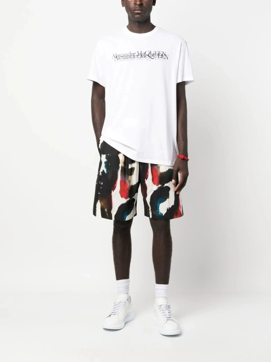 Pantaloni scurti Alexander McQueen negri din bumbac - Img 2