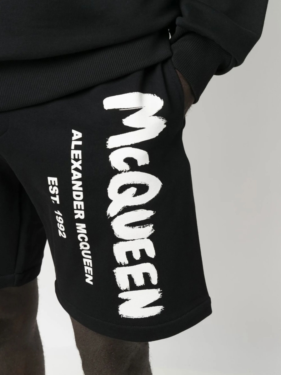 Pantaloni scurti Alexander McQueen negri din bumbac - Img 5