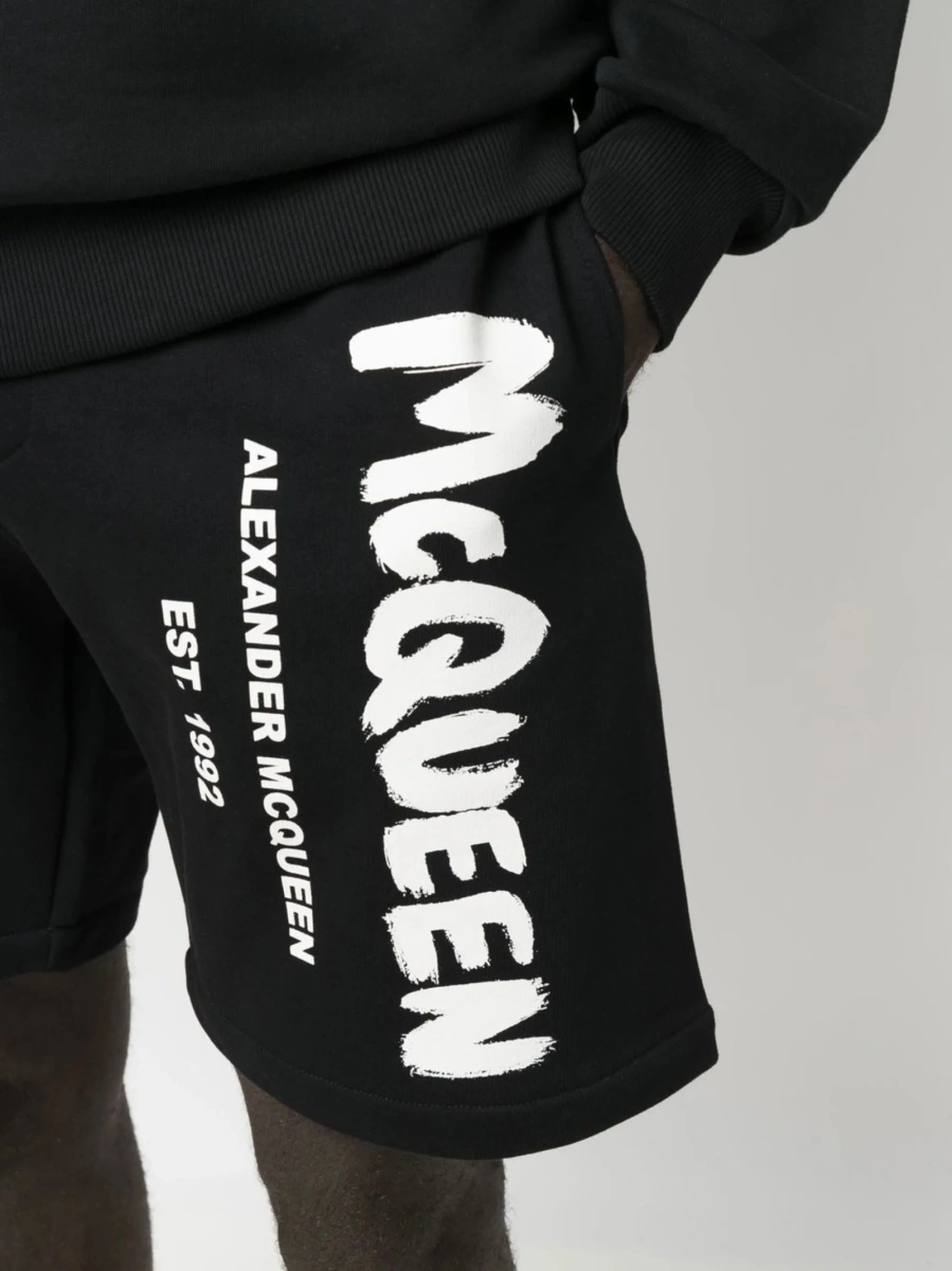 Pantaloni scurti Alexander McQueen negri din bumbac - Img 5