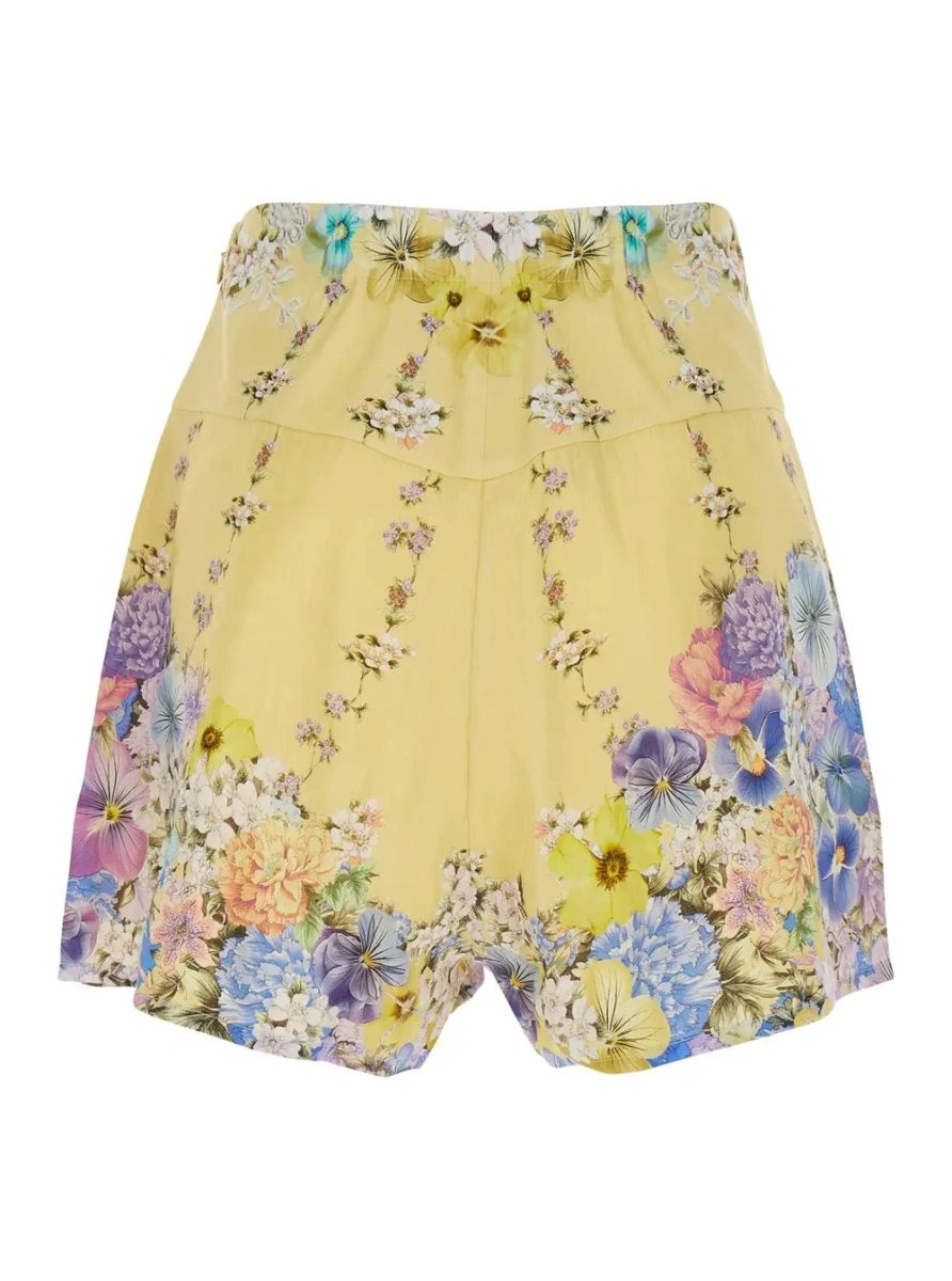 Pantaloni scurti CAMILLA multicolor din in si matase - Img 2