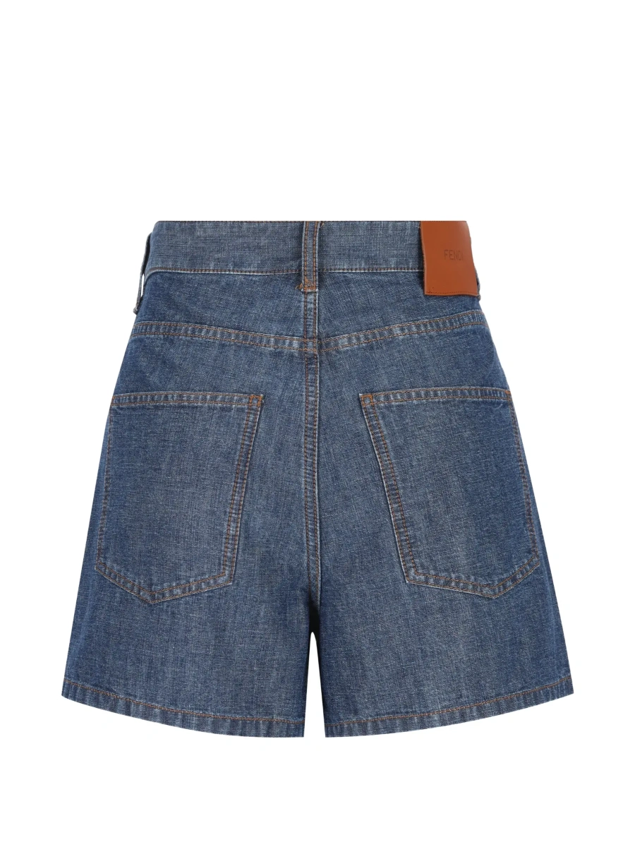 Pantaloni scurti Fendi albastri din denim - Img 4