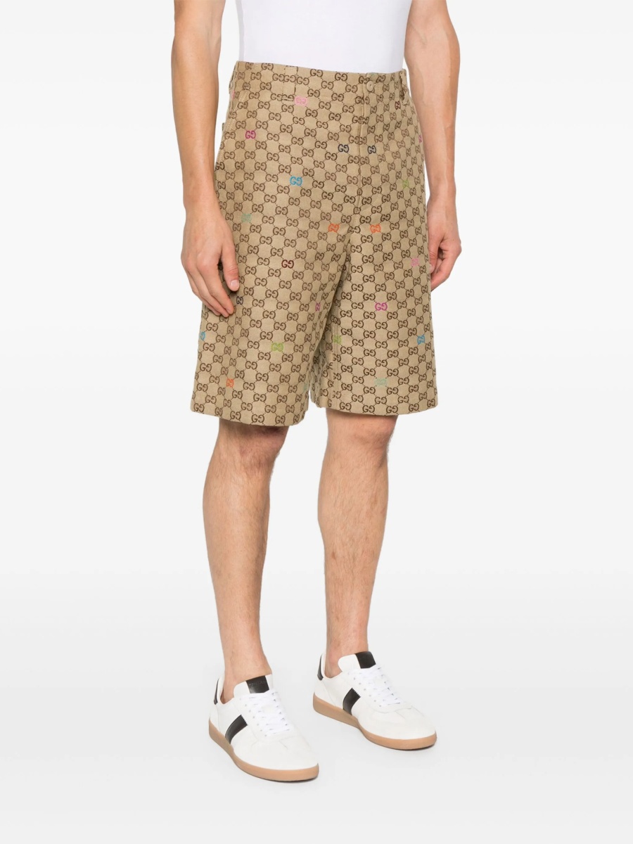 Pantaloni scurti Gucci neutri din polyester si bumbac - Img 3