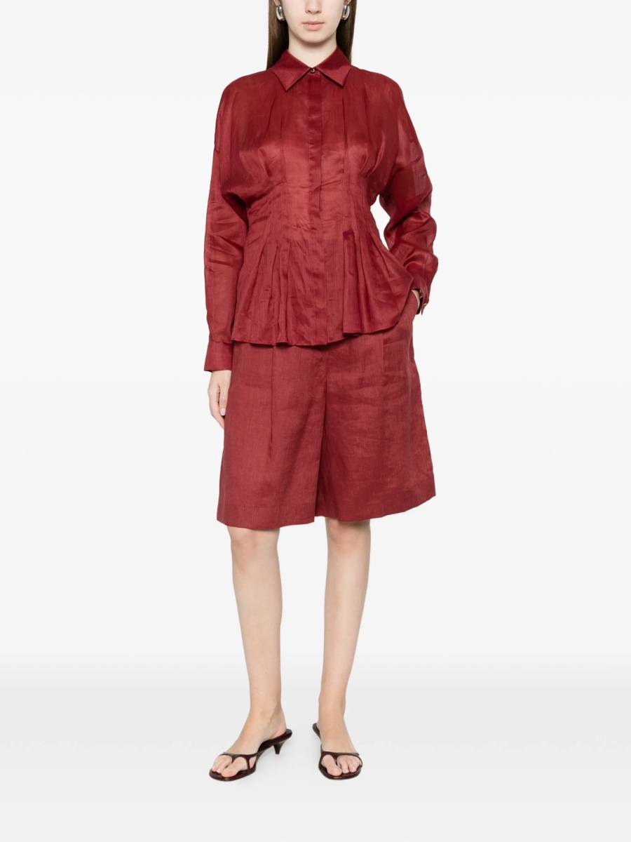 Pantaloni scurti MaxMara Studio rosii din in - Img 2