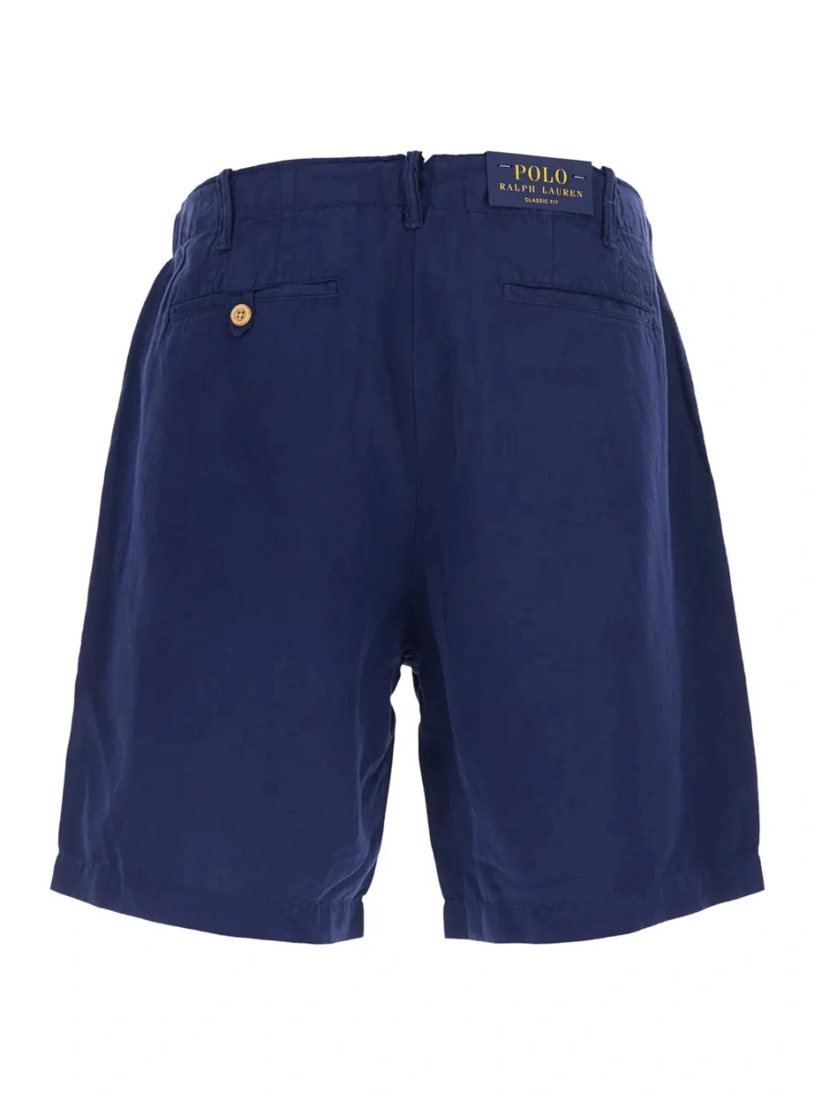 Pantaloni scurti Ralph Lauren albastri din in si bumbac - Img 2