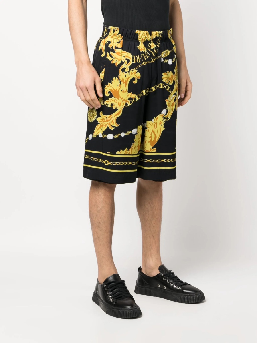 Pantaloni scurti Versace Jeans Couture negri din vascoza - Img 3