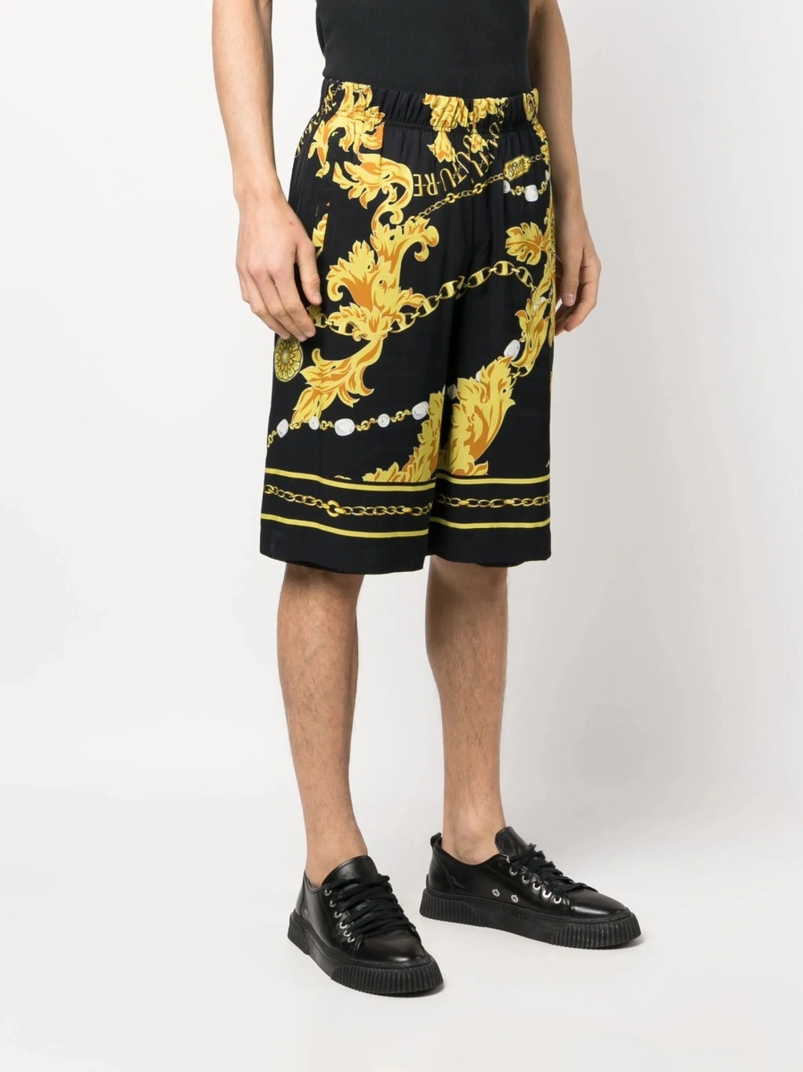 Pantaloni scurti Versace Jeans Couture negri din vascoza - Img 3