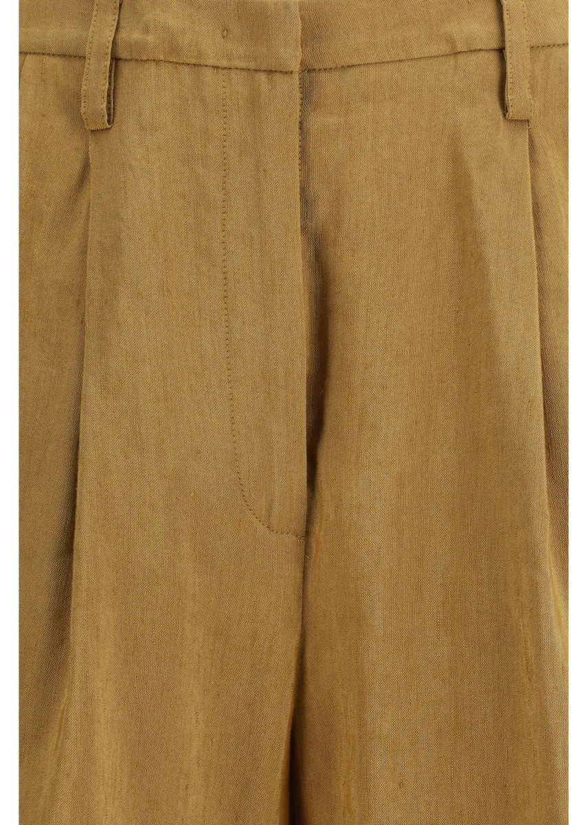 Pantaloni Slubbed linen and viscose Bermuda Shorts with hook and zip closure - Img 3