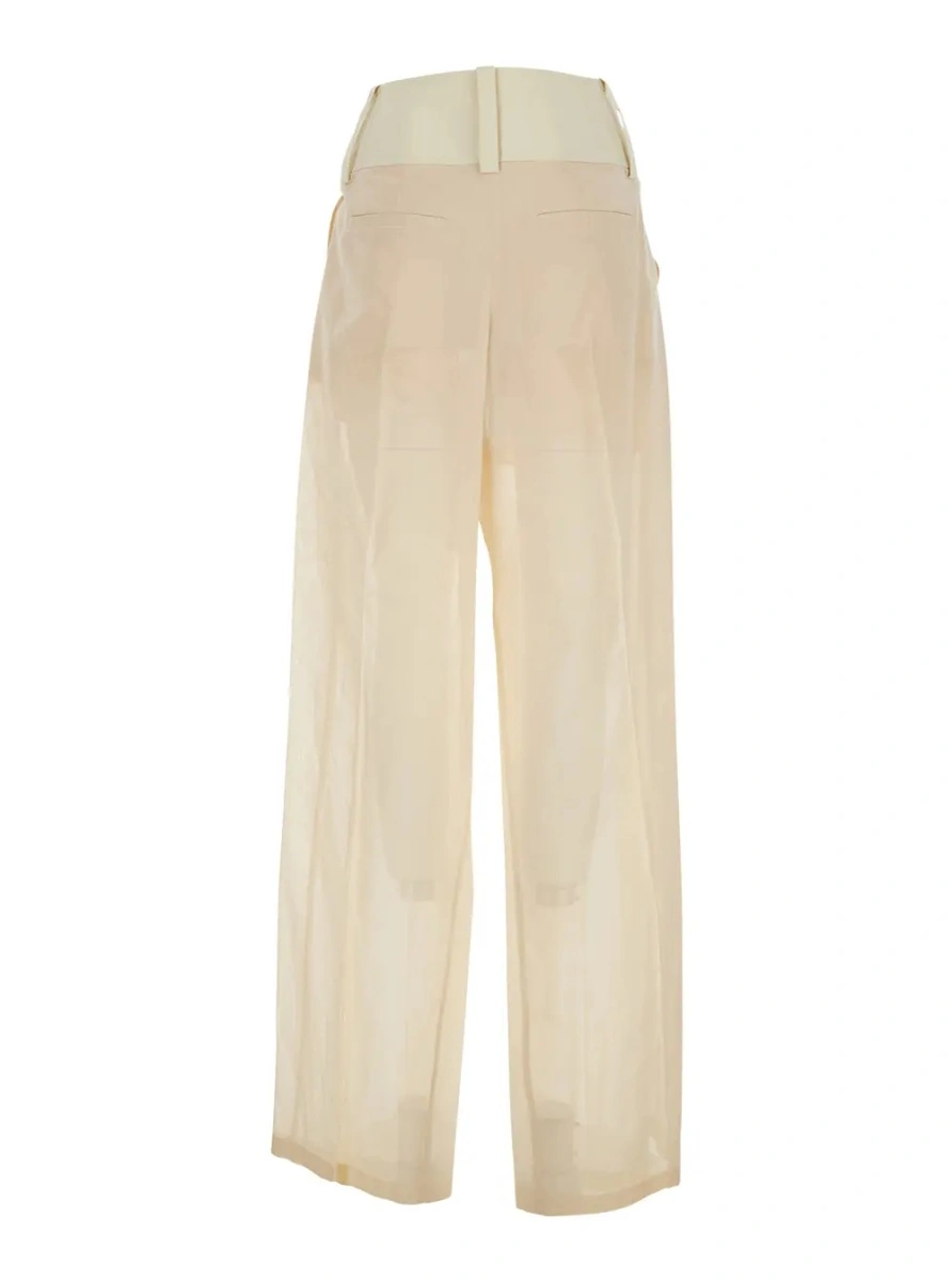 Pantaloni SPORTMAX albi din bumbac - Img 2