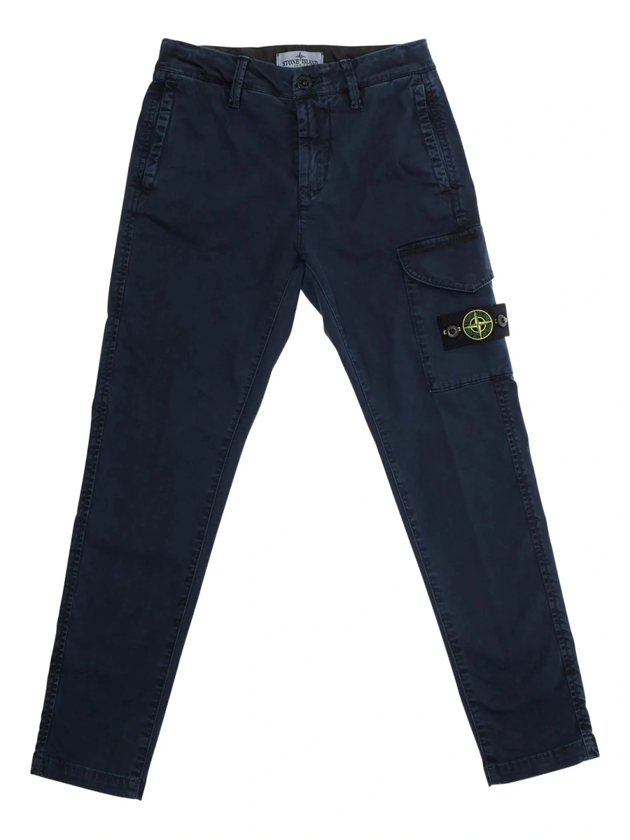 Pantaloni Stone Island albastri din bumbac - Img 6
