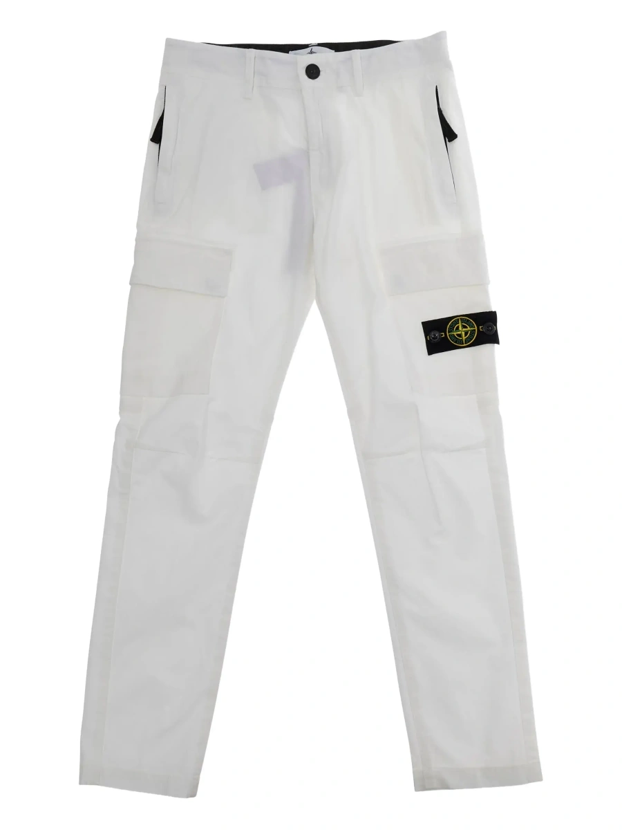 Pantaloni Stone Island albi din bumbac - Img 6
