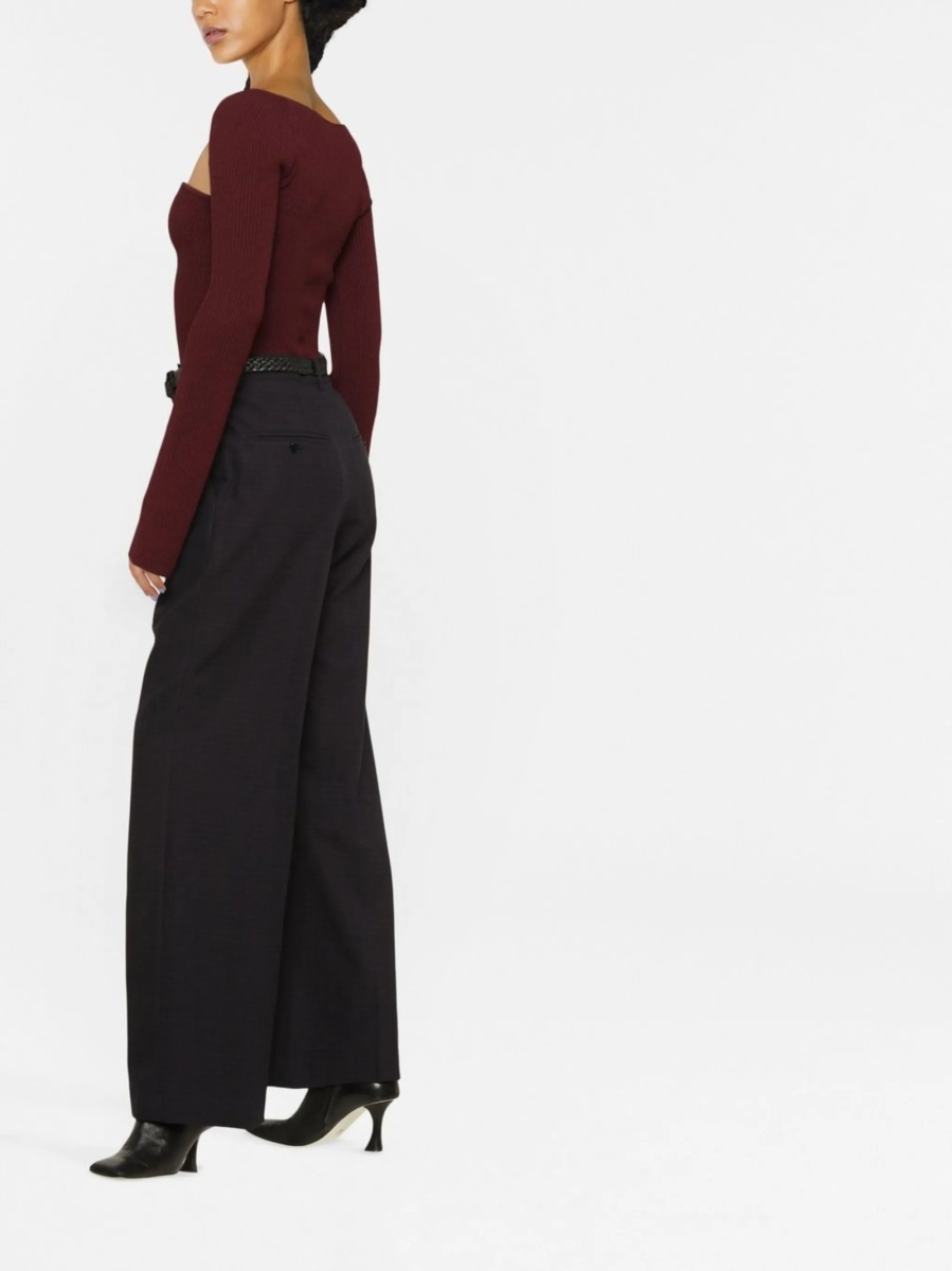 Pantaloni talie inalta Isabel Marant albastri din bumbac si vascoza - Img 3