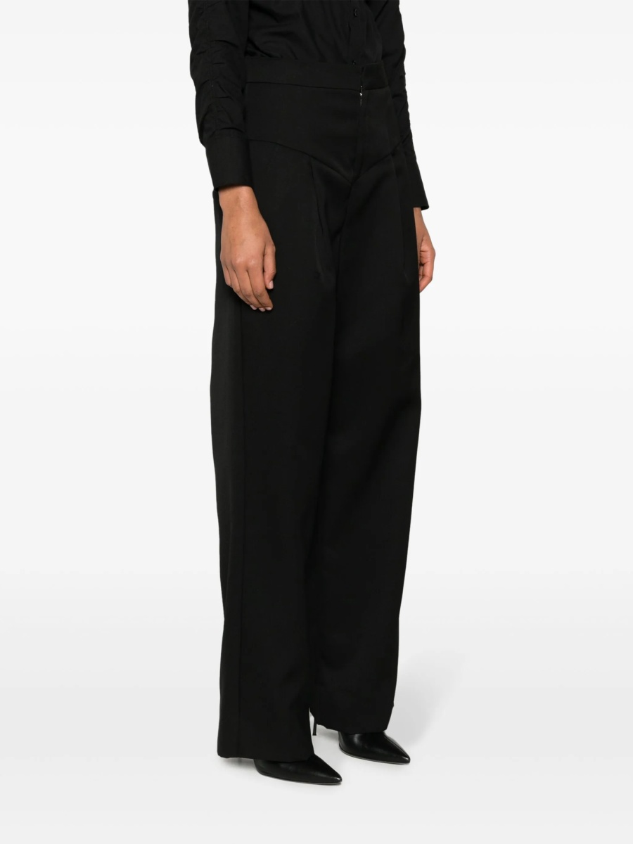 Pantaloni talie inalta Isabel Marant negri din lana - Img 3