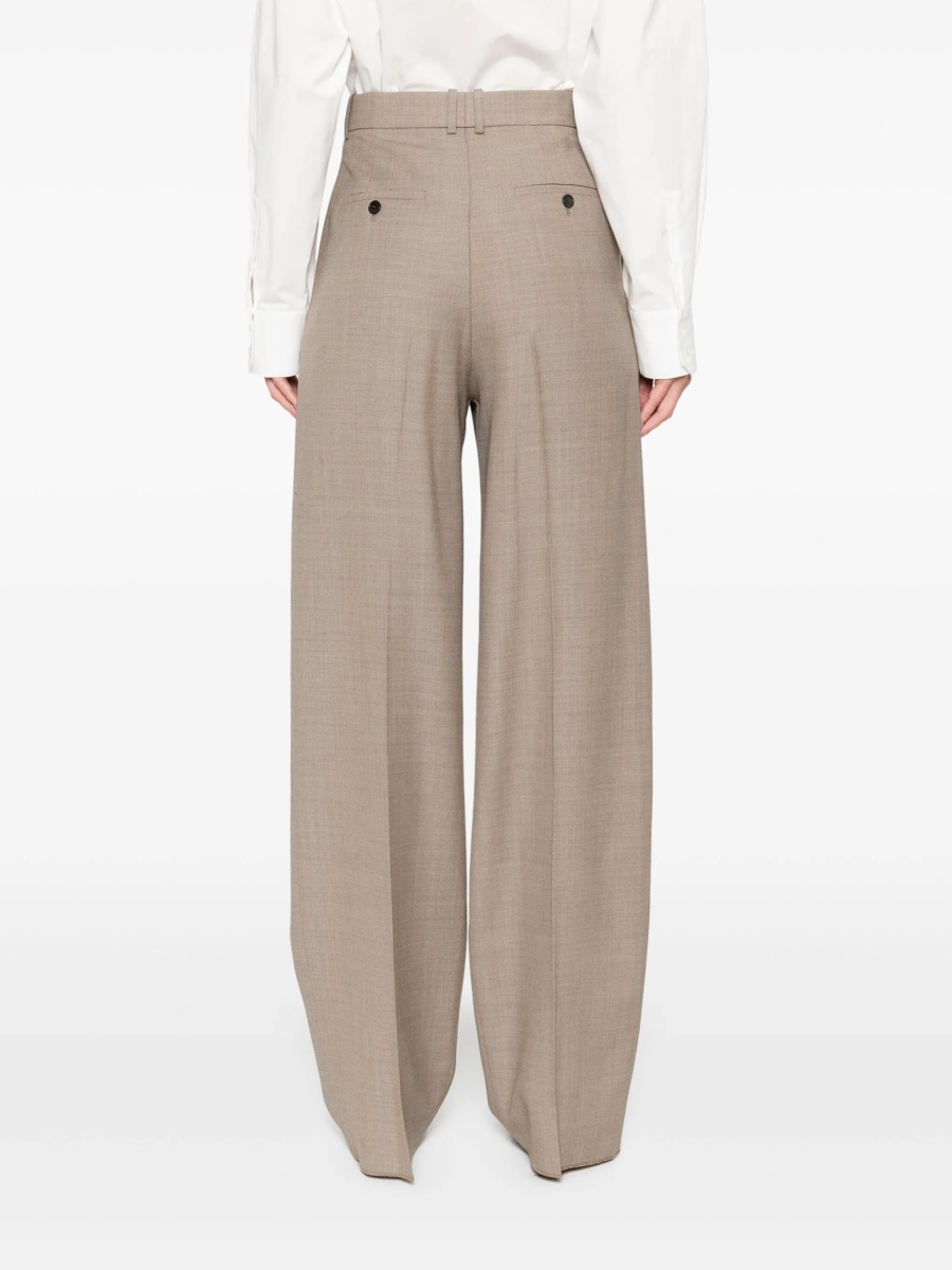 Pantaloni talie inalta Saint Laurent neutri din lana - Img 4