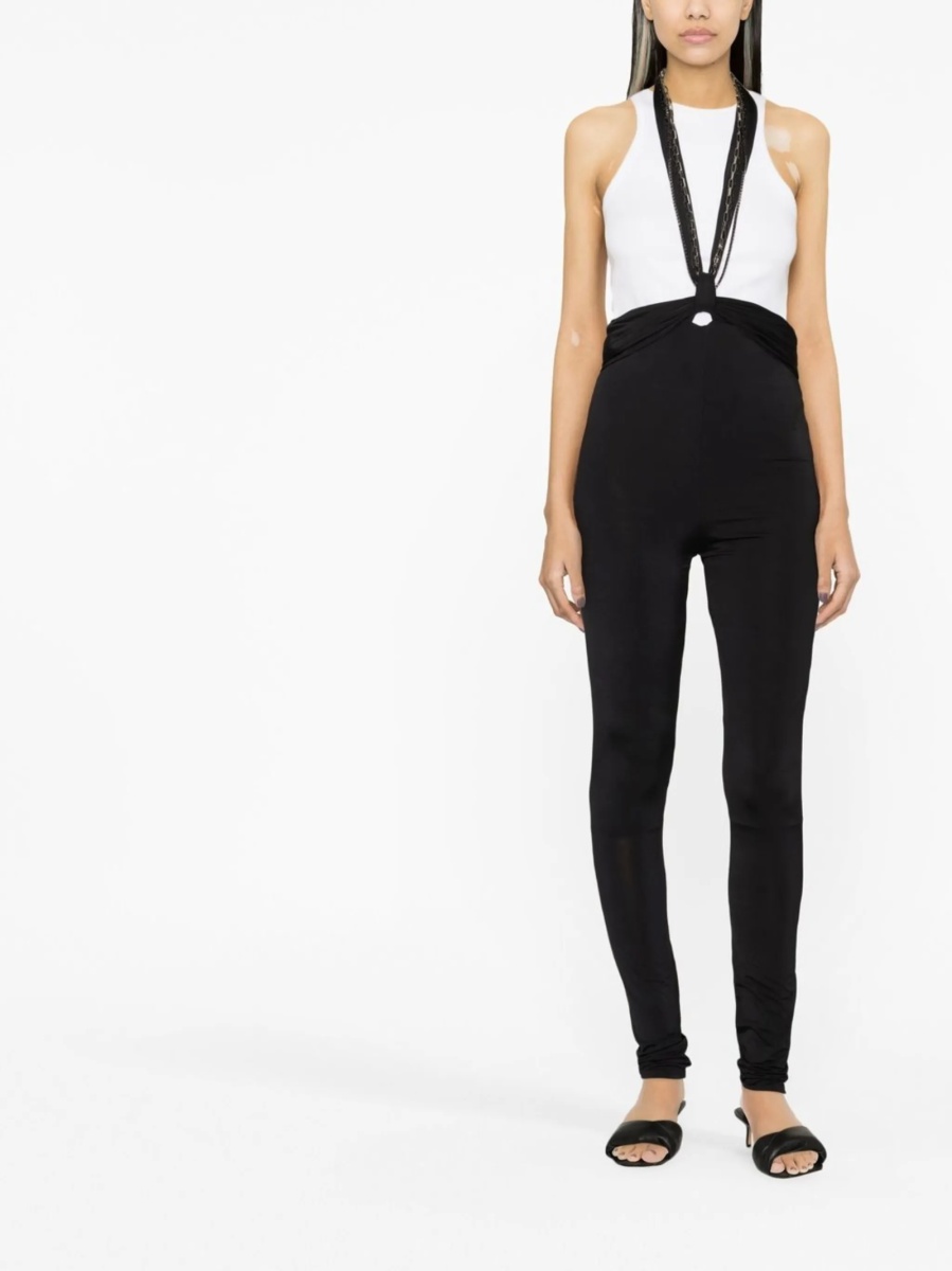 Pantaloni talie inalta THE ATTICO negri din spandex/elastan si polyester - Img 2