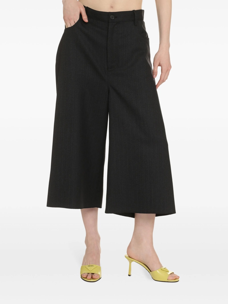 Pantaloni trei sferturi Balenciaga negri din lana - Img 2