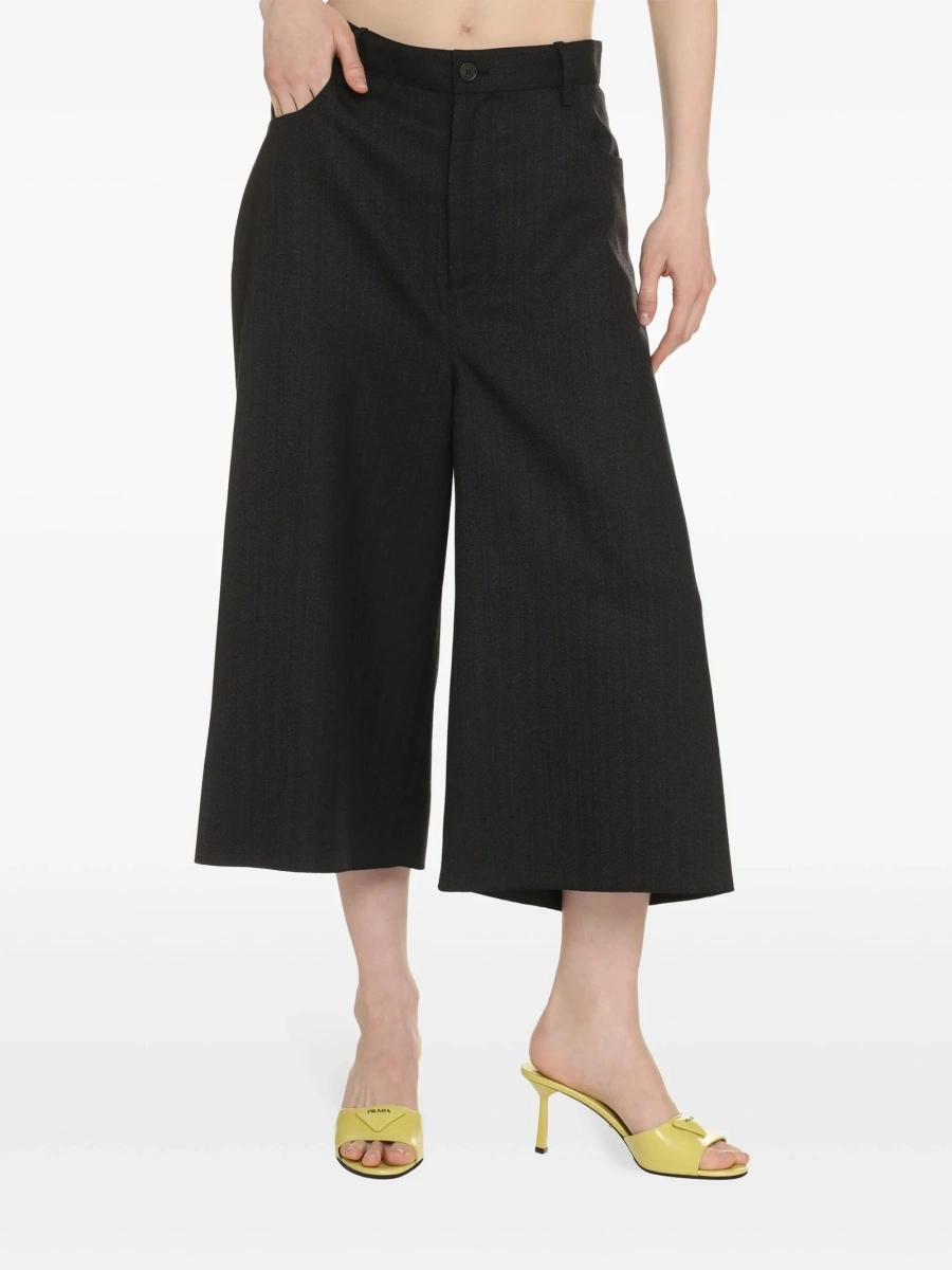 Pantaloni trei sferturi Balenciaga negri din lana - Img 2