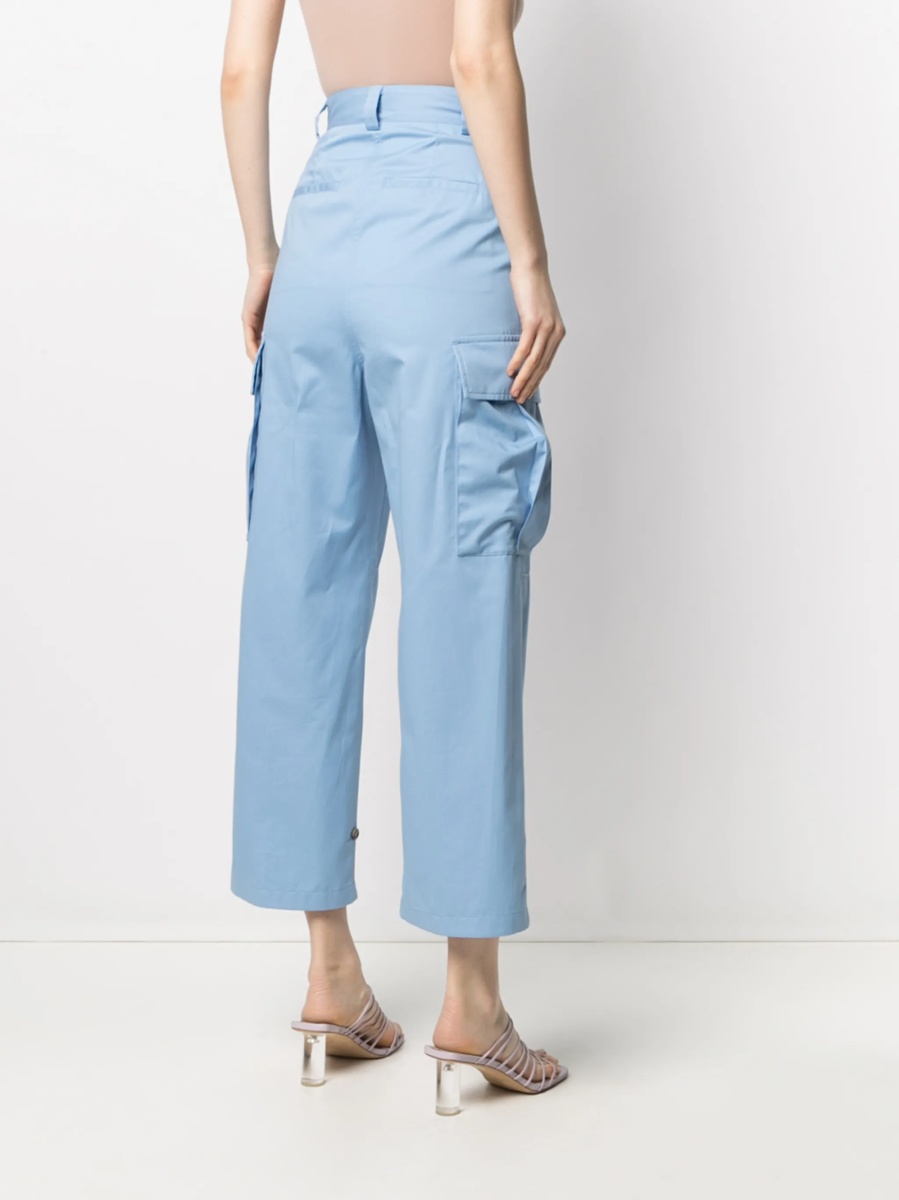 Pantaloni trei sferturi MSGM albastri din bumbac - Img 4