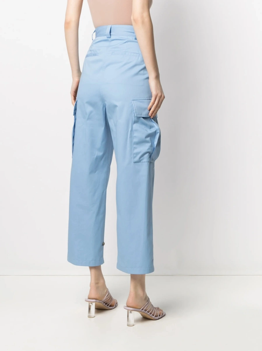 Pantaloni trei sferturi MSGM albastri din bumbac - Img 4
