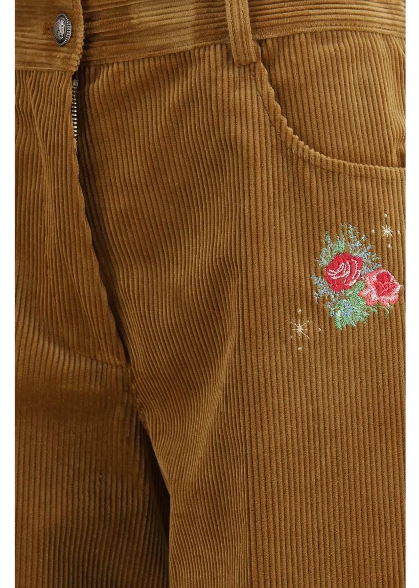 Pantaloni Velvet Pants with embroidered bouquets - Img 3