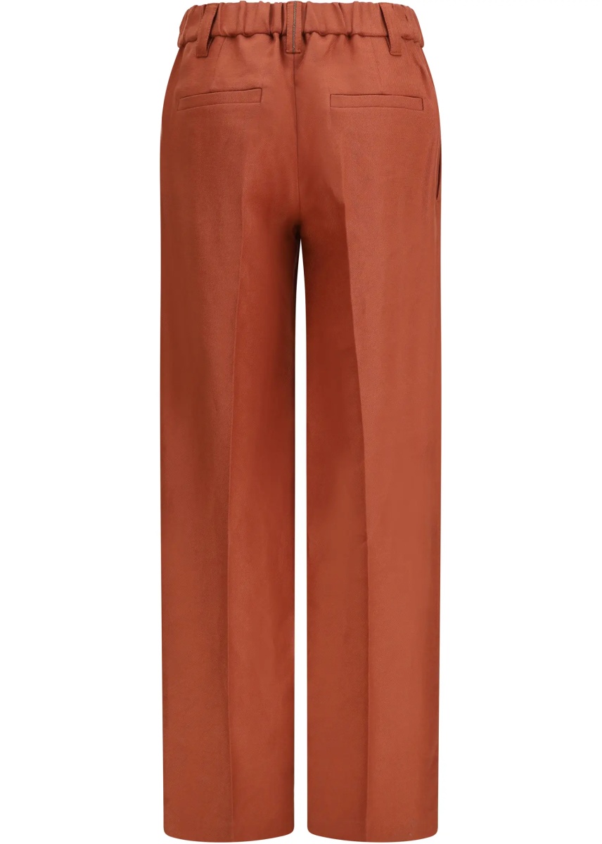 Pantaloni Wide-Leg Pants in linen with elastic waistband and belt loops - Img 2