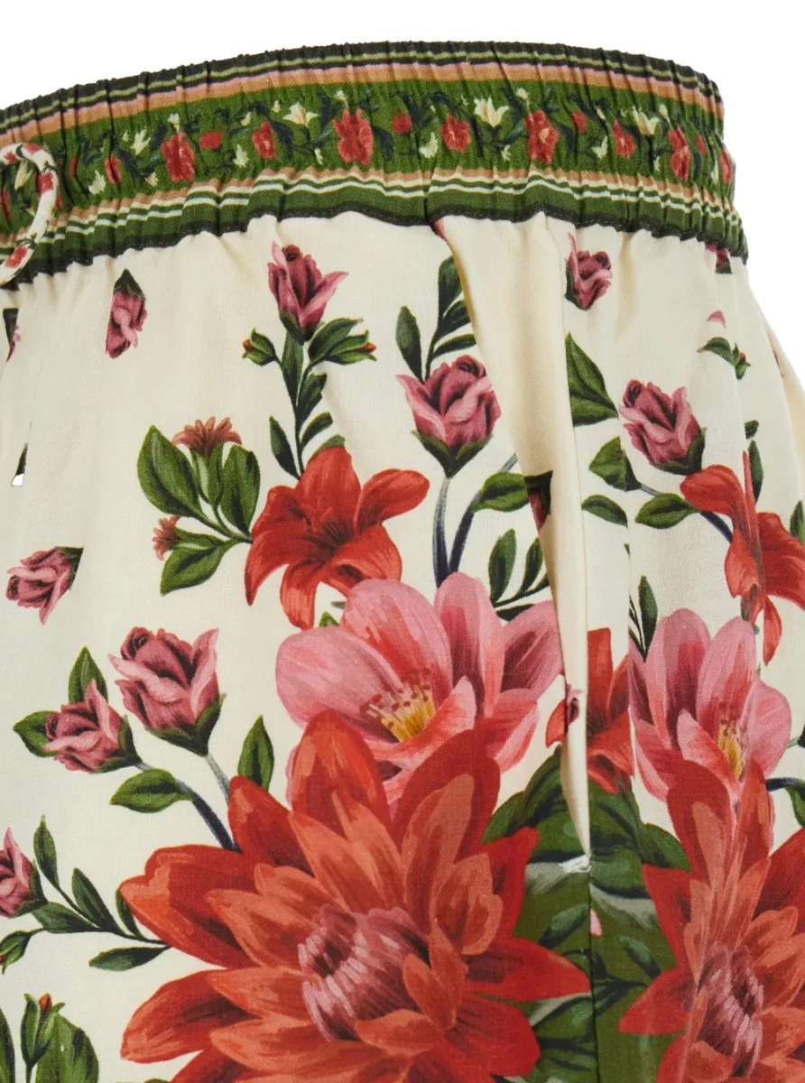 Pantaloni 'Wonder' Multicolor Shorts with Drawstring Elastic Waist and All-Over Floral Print in Linen Blend Woman - Img 3