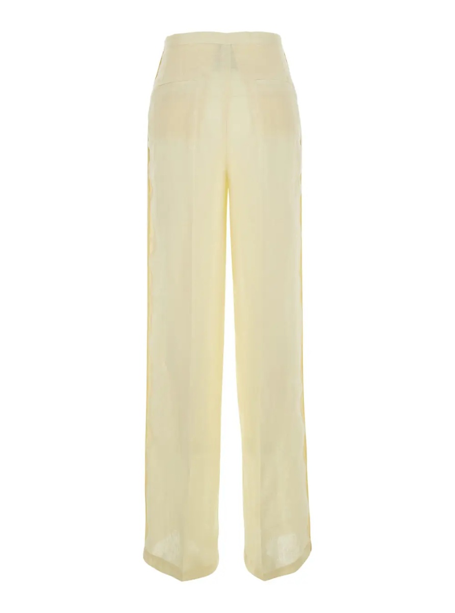 Pantaloni Yellow Pants with Drawstring Waist in Linen for Women - Img 2