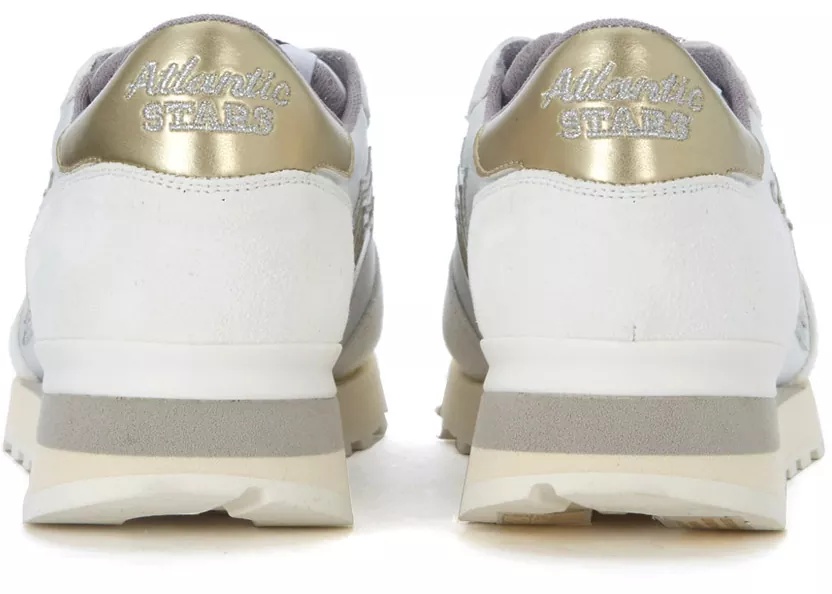 Pantofi Alhena White, Gold And Silver Leather Sneakers* - Img 4