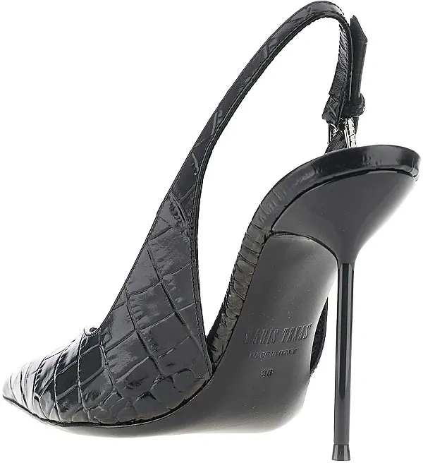 Pantofi Croco-embossed leather 'Lidia' slingback pump - Img 3