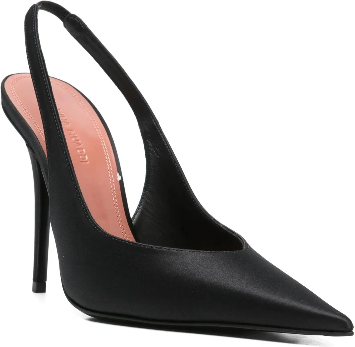 Pantofi cu toc AMINA MUADDI negri din satin - Img 5