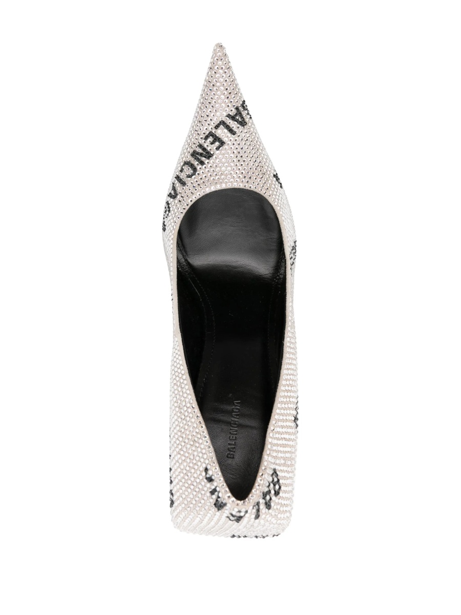 Pantofi cu toc Balenciaga argintii din sticla si piele - Img 4