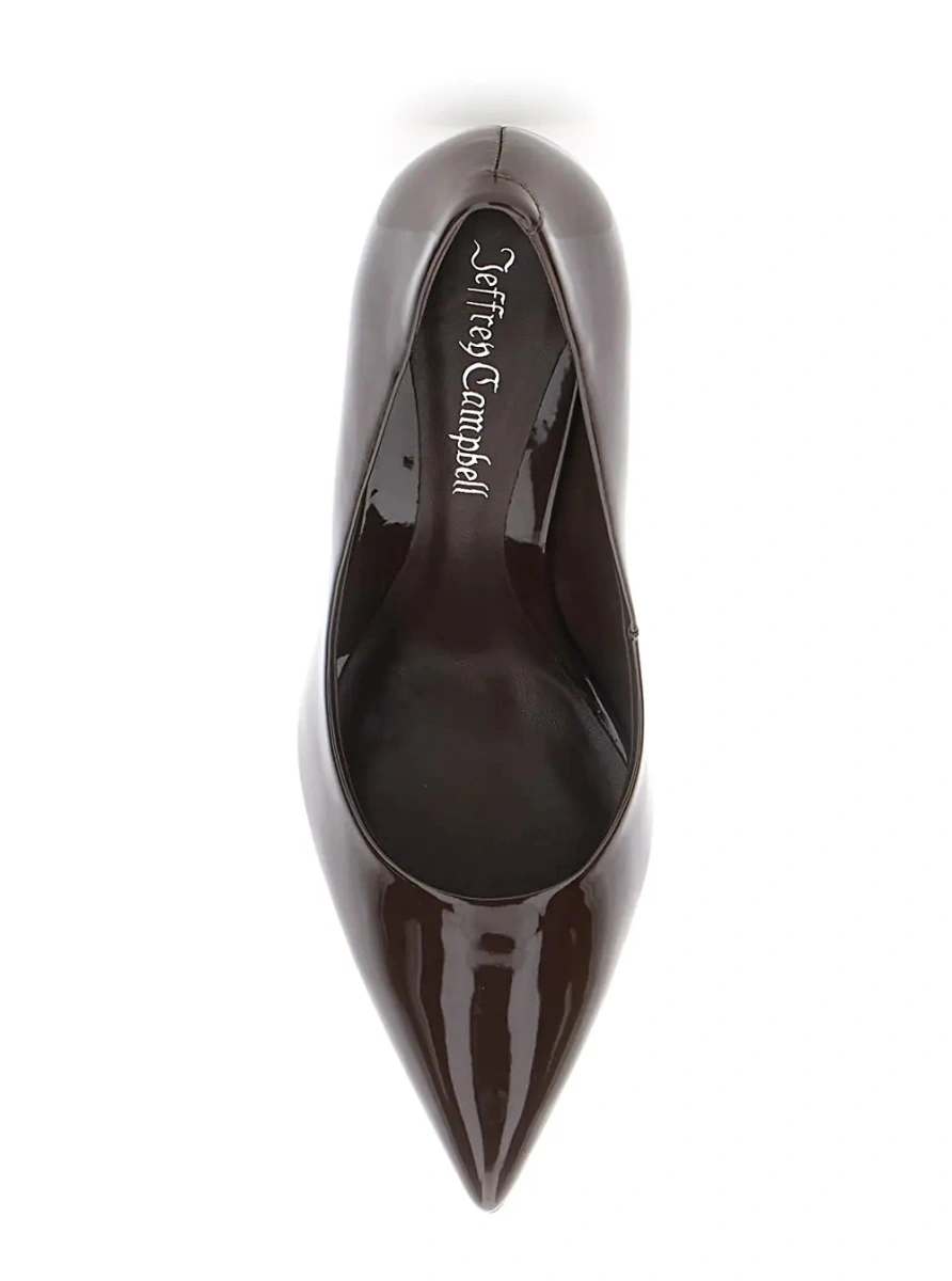 Pantofi cu toc Jeffrey Campbell maro din piele lacuita - Img 4