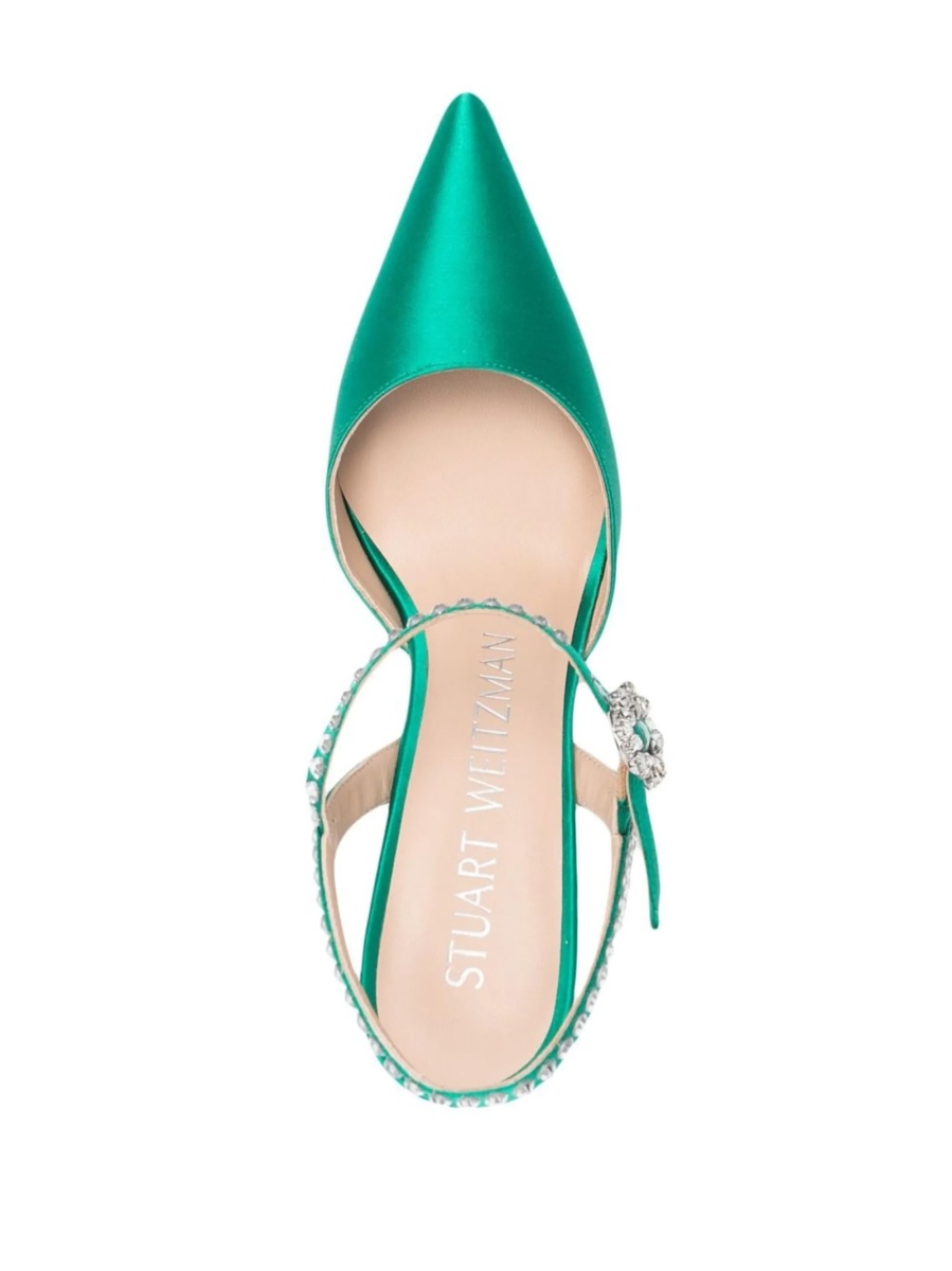 Pantofi cu toc Stuart Weitzman verzi din material textil - Img 4