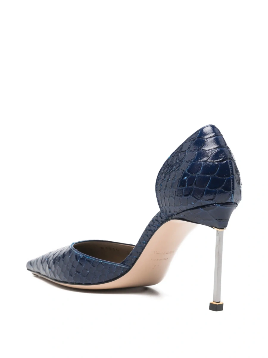Pantofi cu toc Tom Ford albastri din piele - Img 6