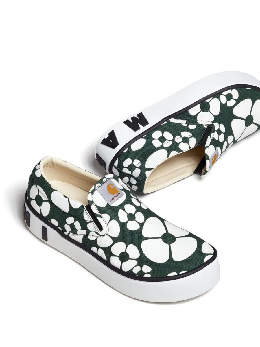 Pantofi slip-on Marni verzi din bumbac - Img 4