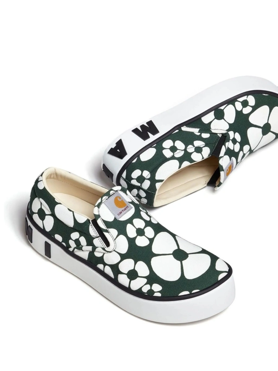 Pantofi slip-on Marni verzi din bumbac - Img 4