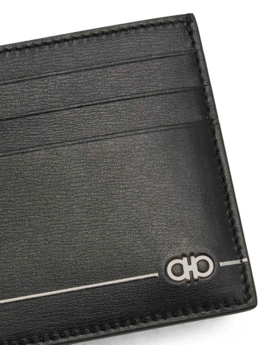 Portofel Ferragamo gancini negru din piele - Img 4